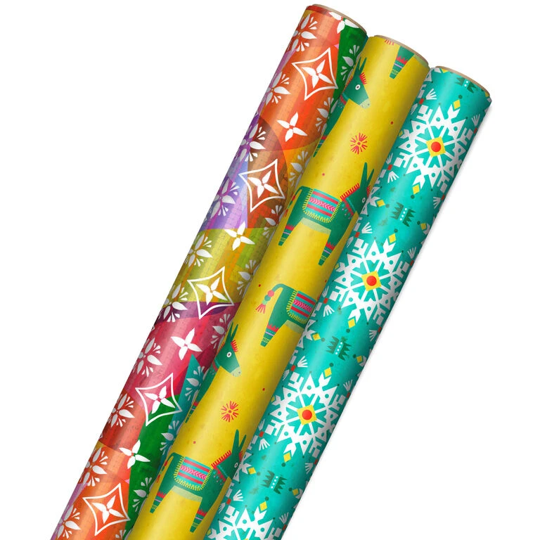 Hallmark Festive And Fun 3-Pack Multicolored Wrapping Paper, 120 Sq. Ft. 3 Hallmark Festive And Fun 3-Pack Multicolored Wrapping Paper, 120 Sq. Ft.