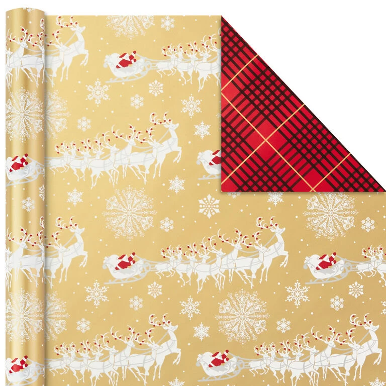 Hallmark Red And Gold 3-Pack Reversible Christmas Wrapping Paper, 120 Sq. Ft. 8 Hallmark Red And Gold 3-Pack Reversible Christmas Wrapping Paper, 120 Sq. Ft. - Image 6