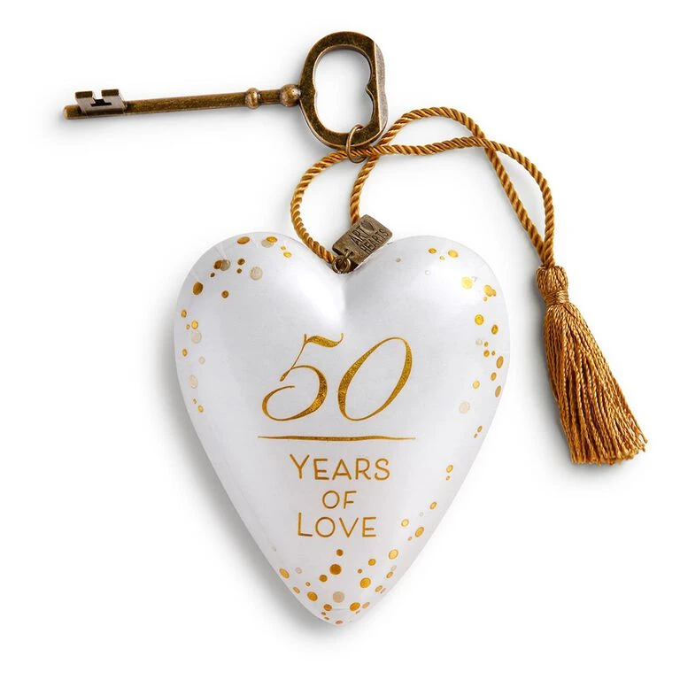 50 Years Of Love Art Heart Sculpture, 4" 3 50 Years Of Love Art Heart Sculpture, 4"