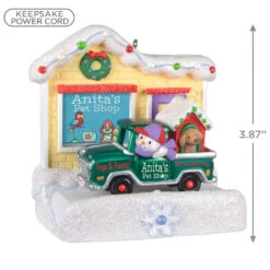Hallmark Happy Holiday Parade Collection Anita's Pet Shop Musical Ornament With Light -Hallmark online Shop Anitas Pet Shop Store and Truck Keepsake Ornament 3499QGO2519 03