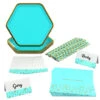 Hallmark Color Pop 60-Piece Tableware Premium Party Kit, Aqua Hexagon -Hallmark online Shop Aqua Hexagon Shape Plates Party in a Box Supplies 5CLP1011 01