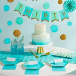 Hallmark Color Pop 60-Piece Tableware Premium Party Kit, Aqua Hexagon -Hallmark online Shop Aqua Hexagon Shape Plates Party in a Box Supplies 5CLP1011 03