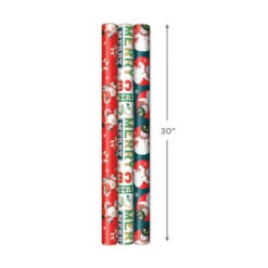 Hallmark Very Vintage Christmas 3-Pack Assortment Wrapping Paper, 120 Sq. Ft. -Hallmark online Shop Assorted Vintage Designs Christmas Wrapping Paper 5JXW1079 04