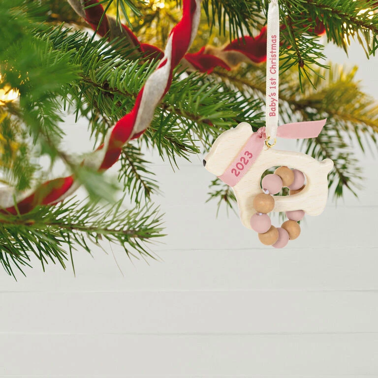 Hallmark Baby Girl's First Christmas Bear 2023 Ornament 4 Hallmark Baby Girl's First Christmas Bear 2023 Ornament - Image 2