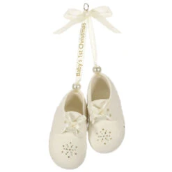 Baby's First Christmas Monogram Booties Porcelain Personalized Ornament -Hallmark online Shop Babys First Christmas Monogram Booties Porcelain Personalized Ornament 2299QHE1924B2 05