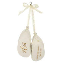 Baby's First Christmas Monogram Booties Porcelain Personalized Ornament -Hallmark online Shop Babys First Christmas Monogram Booties Porcelain Personalized Ornament 2299QHE1924B2 06