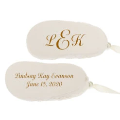 Baby's First Christmas Monogram Booties Porcelain Personalized Ornament -Hallmark online Shop Babys First Christmas Monogram Booties Porcelain Personalized Ornament 2299QHE1924B2 07