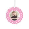 Hallmark Baby’s First Christmas Pink Scalloped Personalized Text And Photo Metal Ornament -Hallmark online Shop Babys First Personalized Round Christmas Ornament 1OFM1004B2 01