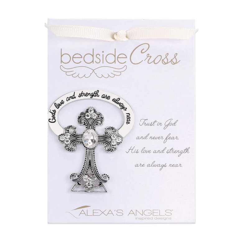 Roman Bedside Cross With 13 Crystals Figurine, 2.5" 3 Roman Bedside Cross With 13 Crystals Figurine, 2.5"