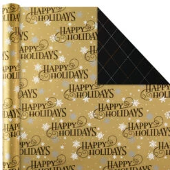 Hallmark Black And Gold 4-Pack Reversible Holiday Wrapping Paper Assortment, 150 Sq. Ft. -Hallmark online Shop Black and Gold Reversible Wrapping Paper Assortment 5JXW1737 03