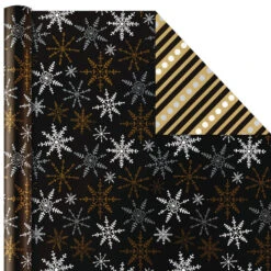 Hallmark Black And Gold 4-Pack Reversible Holiday Wrapping Paper Assortment, 150 Sq. Ft. -Hallmark online Shop Black and Gold Reversible Wrapping Paper Assortment 5JXW1737 06