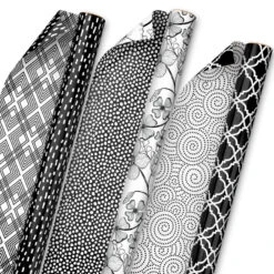 Hallmark Black And White Prints 3-Pack Reversible Wrapping Paper, 75 Sq. Ft. Total