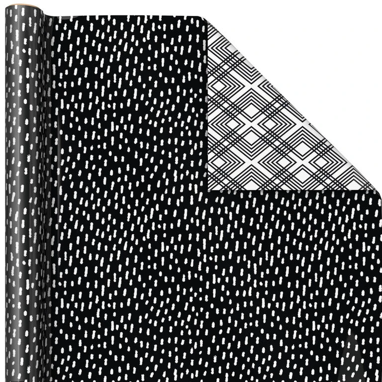 Hallmark Black And White Prints 3-Pack Reversible Wrapping Paper, 75 Sq. Ft. Total 6 Hallmark Black And White Prints 3-Pack Reversible Wrapping Paper, 75 Sq. Ft. Total - Image 4
