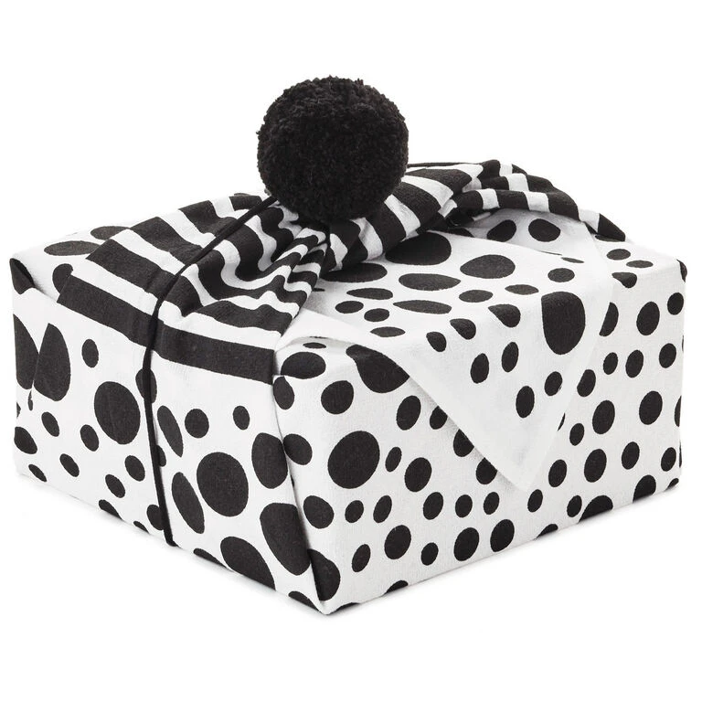 Hallmark 26" Black-and-White Fabric Gift Wrap With Elastic Band 3 Hallmark 26" Black-and-White Fabric Gift Wrap With Elastic Band