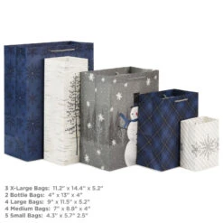 Hallmark Bulk Blue And Gray 18-Pack Holiday Gift Bags, Assorted Sizes And Designs -Hallmark online Shop Blue and Gray Holiday Gift Bags Bulk Pack 5XGB1425 03