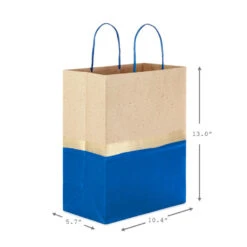 Hallmark 13" Blue And Kraft Paper 6-Pack Gift Bag -Hallmark online Shop Blue and Kraft Paper 6Pack Large Gift Bags 5EGB6399 03
