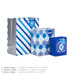 Hallmark Blue And Silver 8-Pack Holiday Gift Bags, Assorted Sizes And Designs -Hallmark online Shop Blue and Silver Holiday Gift Bags Bulk Pack XGB4895 03