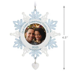 Hallmark Our First Christmas Together Snowflake 2023 Photo Frame Ornament 10 Hallmark Our First Christmas Together Snowflake 2023 Photo Frame Ornament -Hallmark online Shop BlueWhite Snowflake Picture Frame Keepsake Ornament 1699QGO2879 03