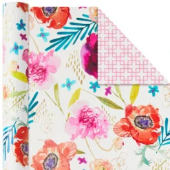 Hallmark Bright Florals 3-Pack Reversible Wrapping Paper, 120 Sq. Ft. Total -Hallmark online Shop Bright Flowers 3Pack Reversible Wrapping Paper 5EWR2433 05