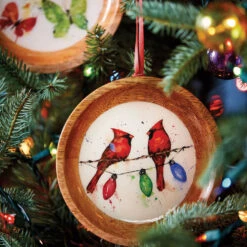 Cardinals On Light String Wood Ornament -Hallmark online Shop Cardinals on Light String Wooden Ornament 2020230122 03