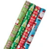 Hallmark Christmas Cheer 4-Pack Reversible Wrapping Paper Assortment, 150 Sq. Ft. -Hallmark online Shop Christmas Cheer Assortment Reversible Wrapping Paper 5JXW1736 01