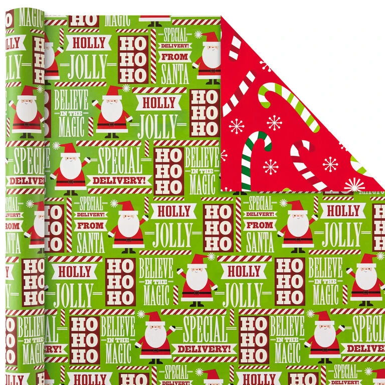 Hallmark Christmas Cheer 4-Pack Reversible Wrapping Paper Assortment, 150 Sq. Ft. 6 Hallmark Christmas Cheer 4-Pack Reversible Wrapping Paper Assortment, 150 Sq. Ft. - Image 4