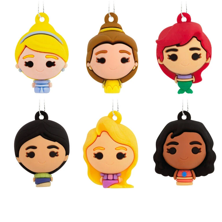 Mini Disney Princess Shatterproof Hallmark Ornaments, Set Of 6 3 Mini Disney Princess Shatterproof Hallmark Ornaments, Set Of 6