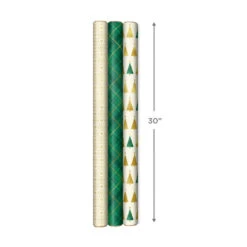 Hallmark Gold And Green 3-Pack Christmas Wrapping Paper Assortment, 120 Sq. Ft. -Hallmark online Shop Gold and Green Assortment Christmas Gift Wrap 5JXW1204 04
