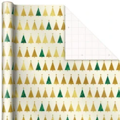 Hallmark Gold And Green 3-Pack Christmas Wrapping Paper Assortment, 120 Sq. Ft. -Hallmark online Shop Gold and Green Assortment Christmas Gift Wrap 5JXW1204 05