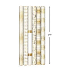 Hallmark Gold And White 6-Pack Holiday Wrapping Paper Assortment, 180 Sq. Ft. -Hallmark online Shop Gold and White Christmas Wrapping Paper Assortment 5JXW1086 10