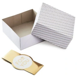 Hallmark 10" Gold And White Striped 2-Pack Gift Boxes With Bands -Hallmark online Shop Gold and White Striped 2Pack Gift Boxes With Bands 5EBC1226 03