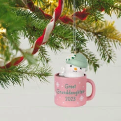 Hallmark Great-Granddaughter Hot Cocoa Mug 2023 Ornament 9 Hallmark Great-Granddaughter Hot Cocoa Mug 2023 Ornament -Hallmark online Shop GreatGranddaughter Snowman in Mug Keepsake Ornament 1399QGO2559 02