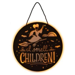 Hallmark Disney Hocus Pocus I Smell Children Porch Decor With Light 8 Hallmark Disney Hocus Pocus I Smell Children Porch Decor With Light -Hallmark online Shop Hocus Pocus LightUp Metal Door Sign 1HGN1526 03