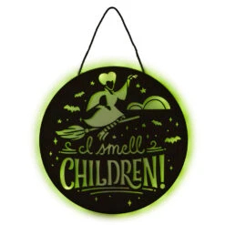 Hallmark Disney Hocus Pocus I Smell Children Porch Decor With Light 9 Hallmark Disney Hocus Pocus I Smell Children Porch Decor With Light -Hallmark online Shop Hocus Pocus LightUp Metal Door Sign 1HGN1526 04