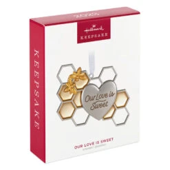 Hallmark Our Love Is Sweet Metal Ornament -Hallmark online Shop Honeycomb and Heart Keepsake Ornament 1799QHX3027 04