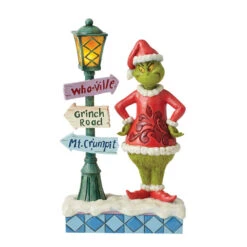 Enesco Jim Shore Grinch By Lit Lamppost Figurine, 10.24"