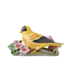 Enesco Jim Shore Goldfinch With Spring Flowers Figurine, 3.5"