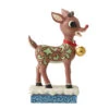 Enesco Jim Shore Rudolph With Jingle Bell Figurine, 7.28" -Hallmark online Shop Jim Shore Rudolph Reindeer Jingle Bell Figurine 6012716 01