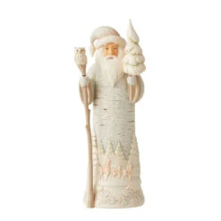 Enesco Jim Shore White Woodland Birch Bark Santa Figurine, 7.75"