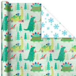 Hallmark Winter Friends 3-Pack Reversible Kids Christmas Wrapping Paper Assortment, 120 Sq. Ft. -Hallmark online Shop Kids Reversible Christmas Gift Wrap Assortment 5JXW1073 04