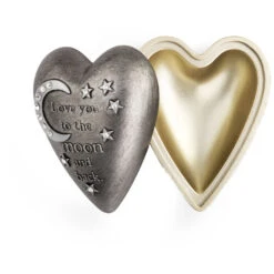 Love You To The Moon Art Heart Trinket Box, 3.5" -Hallmark online Shop Love You to the Moon HeartShaped Trinket Box 1003480346 03