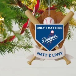 MLB Baseball Personalized Ornament, Dodgers™ -Hallmark online Shop MLB Baseball Personalized Ornament Dodgers 2499QHE1913B105 02