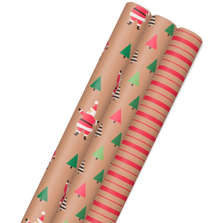 Hallmark Merry Kraft Prints 3-Pack Christmas Wrapping Paper, 90 Sq. Ft. 3 Hallmark Merry Kraft Prints 3-Pack Christmas Wrapping Paper, 90 Sq. Ft.