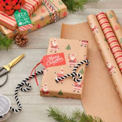 Hallmark Merry Kraft Prints 3-Pack Christmas Wrapping Paper, 90 Sq. Ft. 11 Hallmark Merry Kraft Prints 3-Pack Christmas Wrapping Paper, 90 Sq. Ft. -Hallmark online Shop Merry Kraft Prints 3Pack Christmas Wrapping Paper 5JXW1050 02