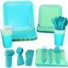Hallmark Color Pop 96-Piece Tableware Basics Party Kit, Sea Green And Aqua -Hallmark online Shop Mint Green and Aqua Party in a Box Party Supplies 5CLP1005 01