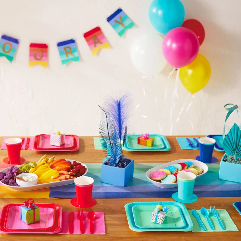 Hallmark Color Pop 96-Piece Tableware Basics Party Kit, Sea Green And Aqua 4 Hallmark Color Pop 96-Piece Tableware Basics Party Kit, Sea Green And Aqua - Image 2