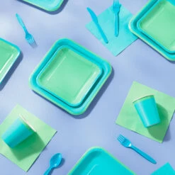 Hallmark Color Pop 96-Piece Tableware Basics Party Kit, Sea Green And Aqua 7 Hallmark Color Pop 96-Piece Tableware Basics Party Kit, Sea Green And Aqua -Hallmark online Shop Mint Green and Aqua Party in a Box Party Supplies 5CLP1005 03