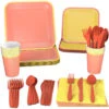 Hallmark Color Pop 96-Piece Tableware Basics Party Kit, Orange And Yellow -Hallmark online Shop Orange and Yellow Party in a Box Party Supplies 5CLP1001 01