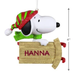 Hallmark Peanuts® Sledding With Snoopy Personalized Ornament -Hallmark online Shop Peanuts Snoopy With Sled Personalized Keepsake Ornament 2499QHE2002B1 03