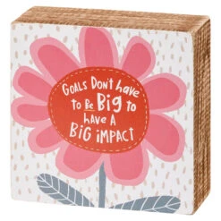 Primitives By Kathy Pink Flowers Goals Block Sign And Socks, Set Of 2 -Hallmark online Shop Pink Flowers Goals Block Sign and Socks Set 111184 02